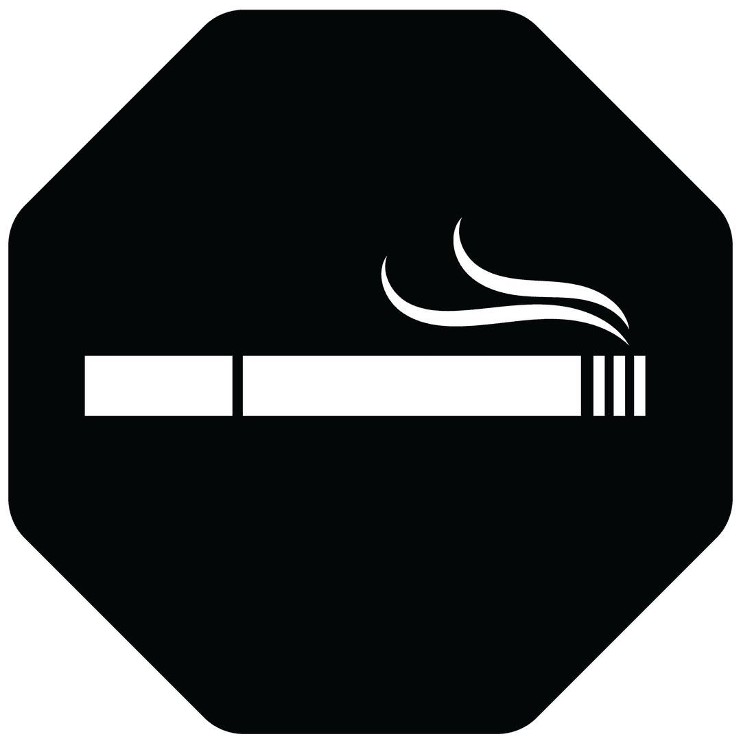 Smoking Symbol on Transparent Background Black Octagon for Acceptation Signage