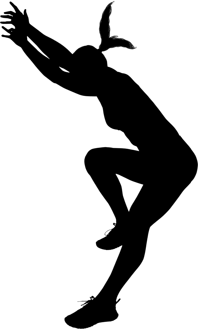 Silhouette of Woman Jumping in Energetic Pose Transparent