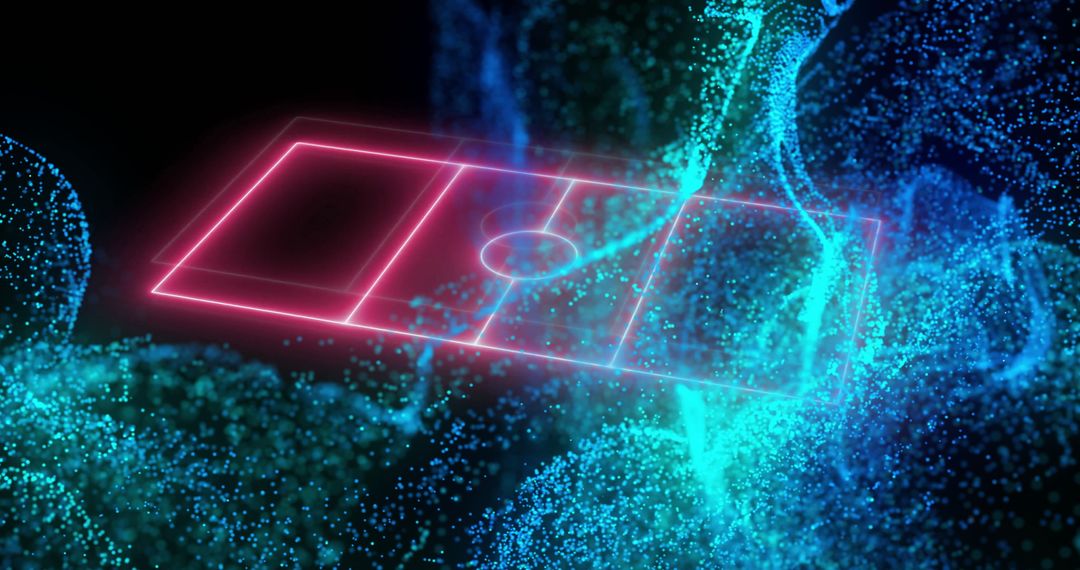 Digital Soccer Field Motion with Vibrant Particle Flow
