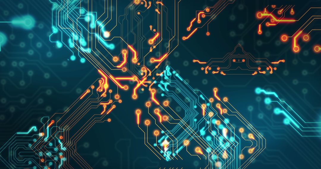 Futuristic Digital Circuit Board with Glowing Wires