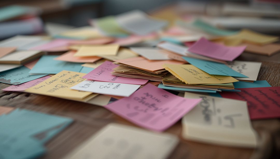 Colorful Sticky Notes on Desk Enhancing Creative Workspace Planning