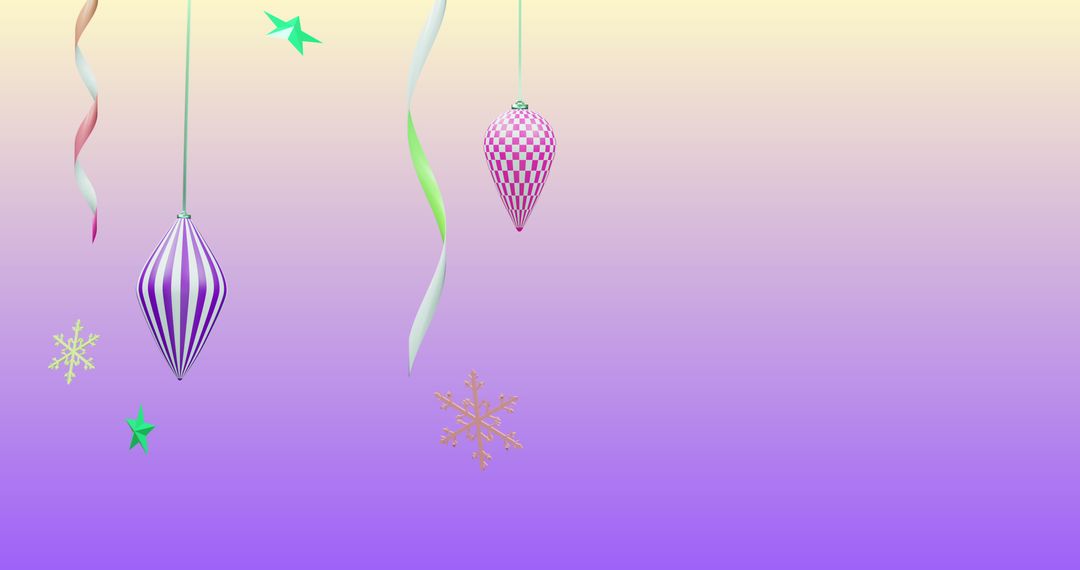 Festive Ornaments on Gradient Purple Background