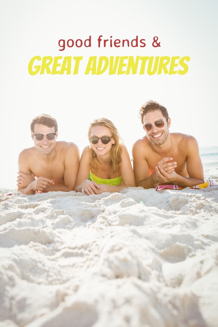 Friends Enjoying Beach Adventure Under Sunny Skies