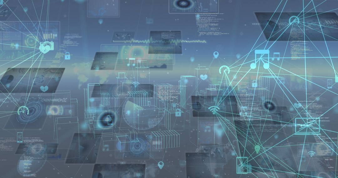 Futuristic Digital Grid with Global Connections