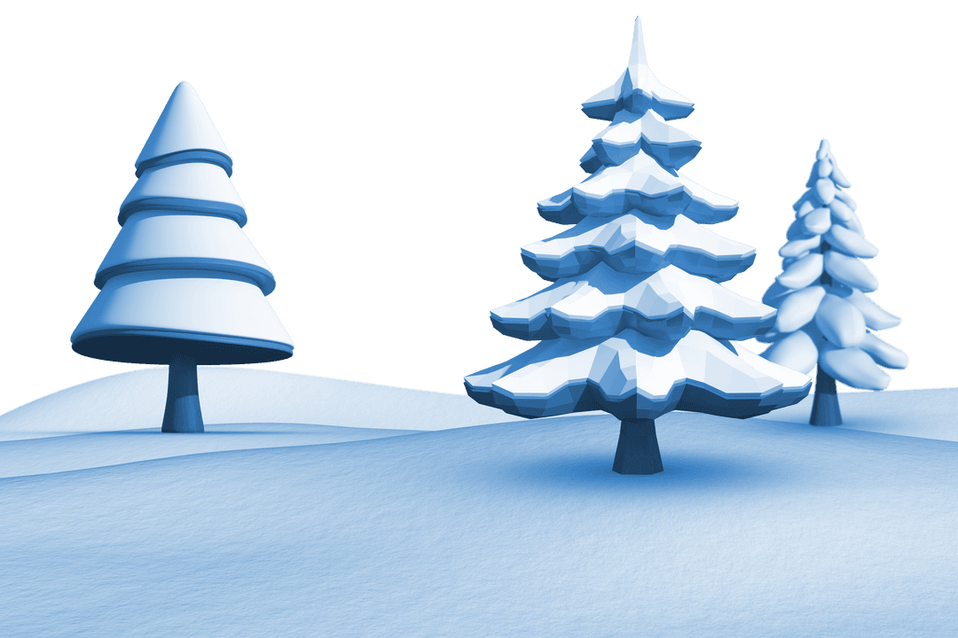 Transparent Winter Fir Trees on Snowy Landscape