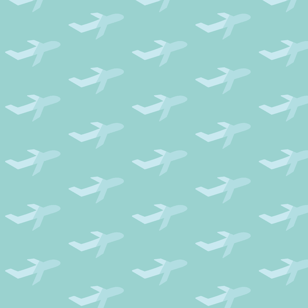 Transparent Airplane Pattern on Turquoise Background