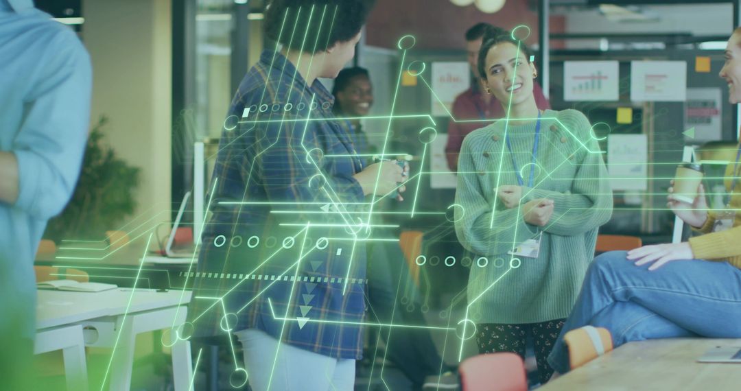 Creative Team Collaboration in Modern Open Office Setting