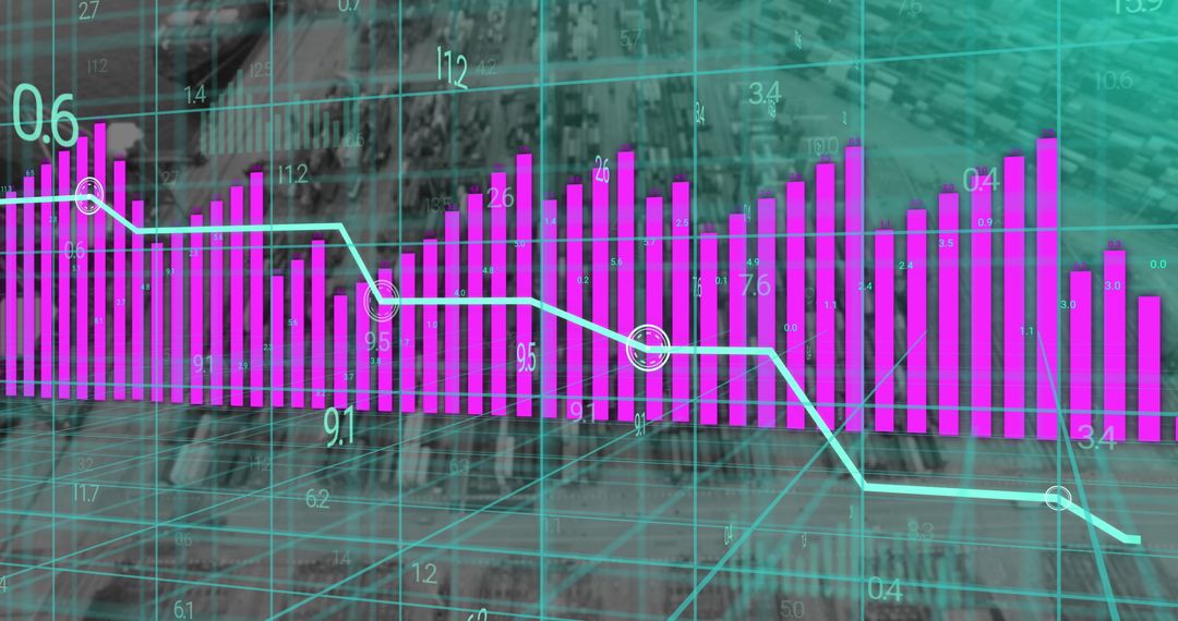 Digital Graph and Statistics Overlay on Shipyard Background