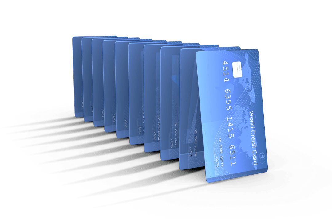 Stack of Transparent Blue Credit Cards Vector for Finance Concepts