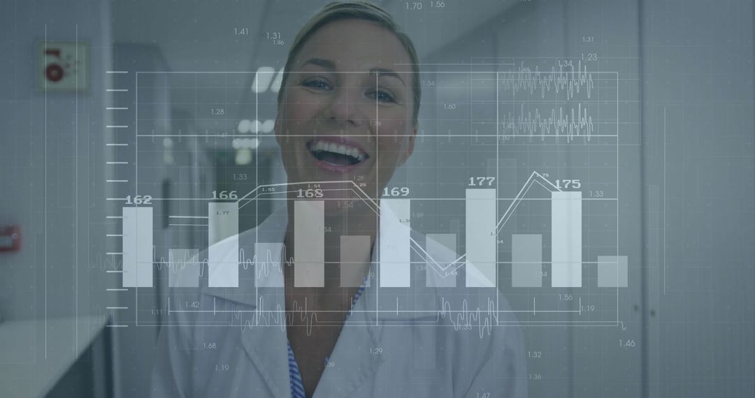 Cheerful Scientist Analyzing Data in High-Tech Laboratory Environment