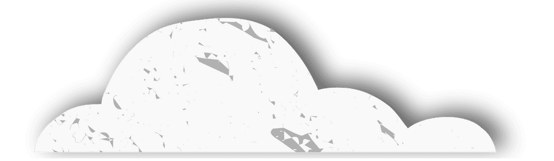 Minimalist Cartoon Cloud with Grey Speckles on Transparent Background