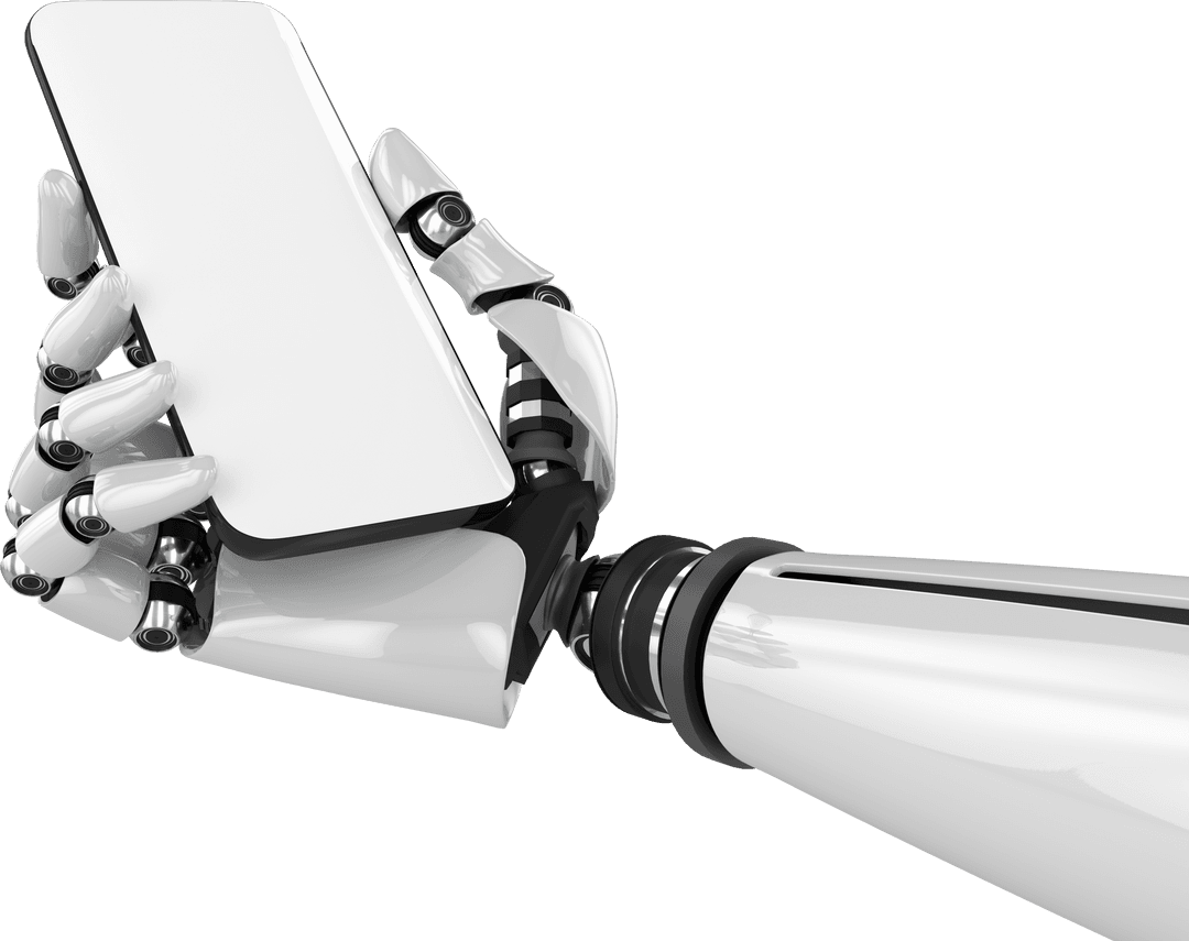 Transparent Robotic Hand Holding Smartphone Illustration Vector