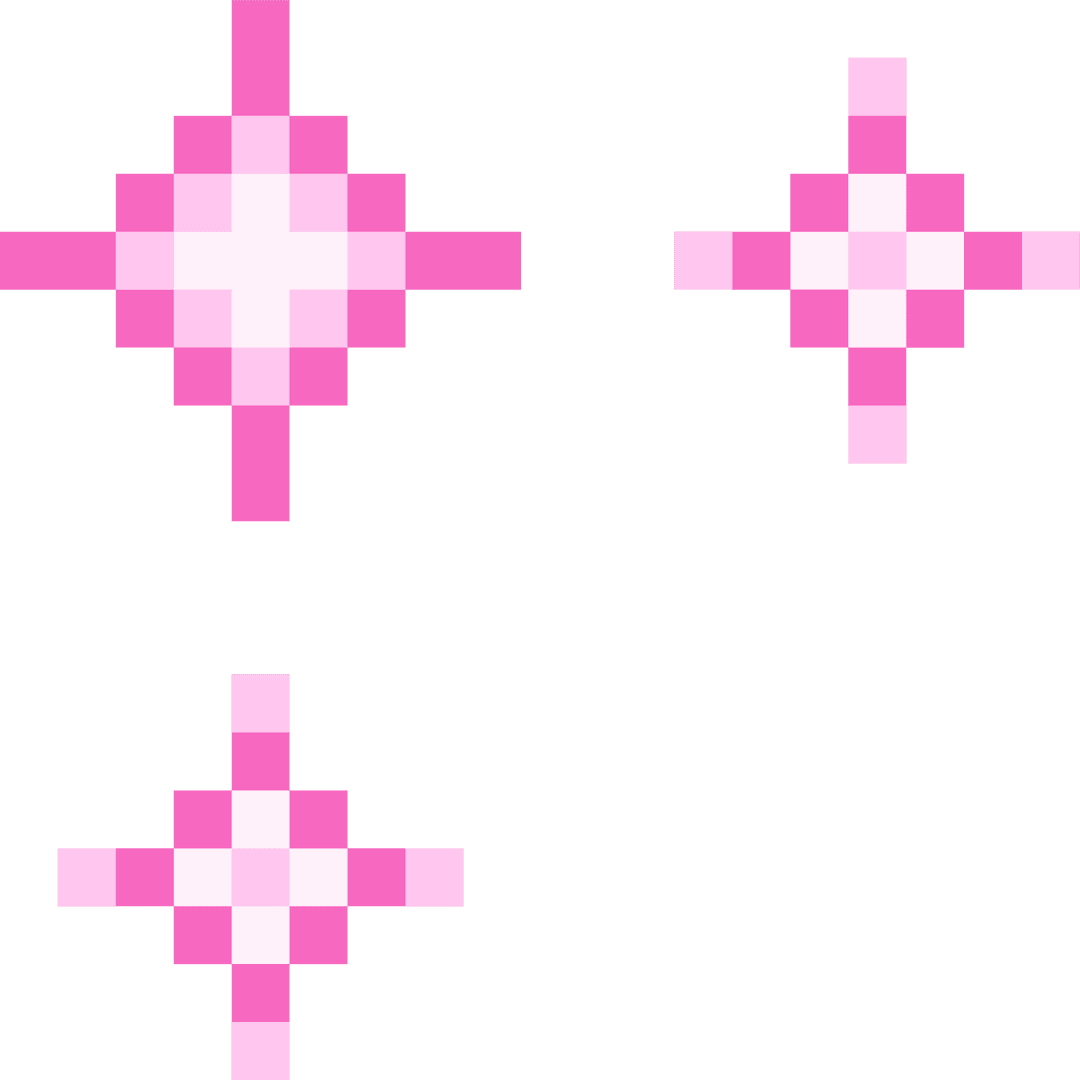 Pixel-Art Pink Sparkles on Transparent Background Illustration