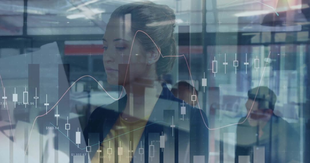 Business Professional Analyzing Financial Graphs in Modern Office