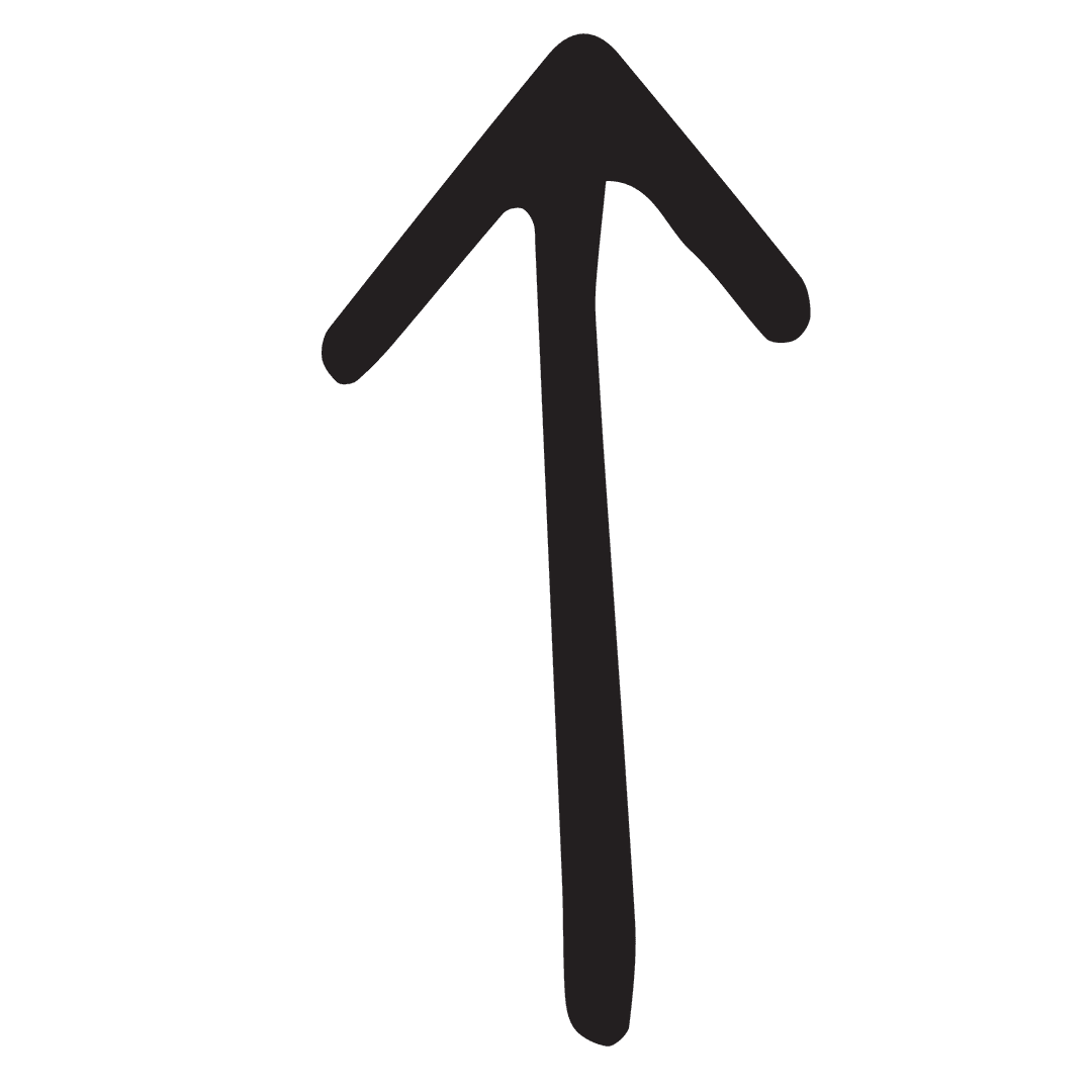 Minimalistic Black Up Arrow on Transparent Background