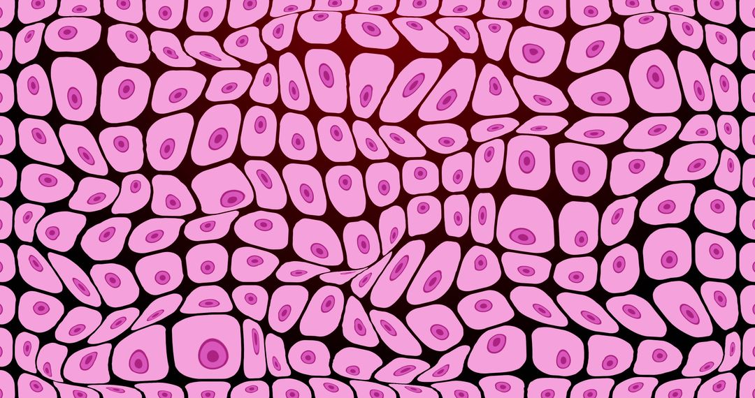 Dynamic Abstract Pattern of Moving Pink Cells on Black Background