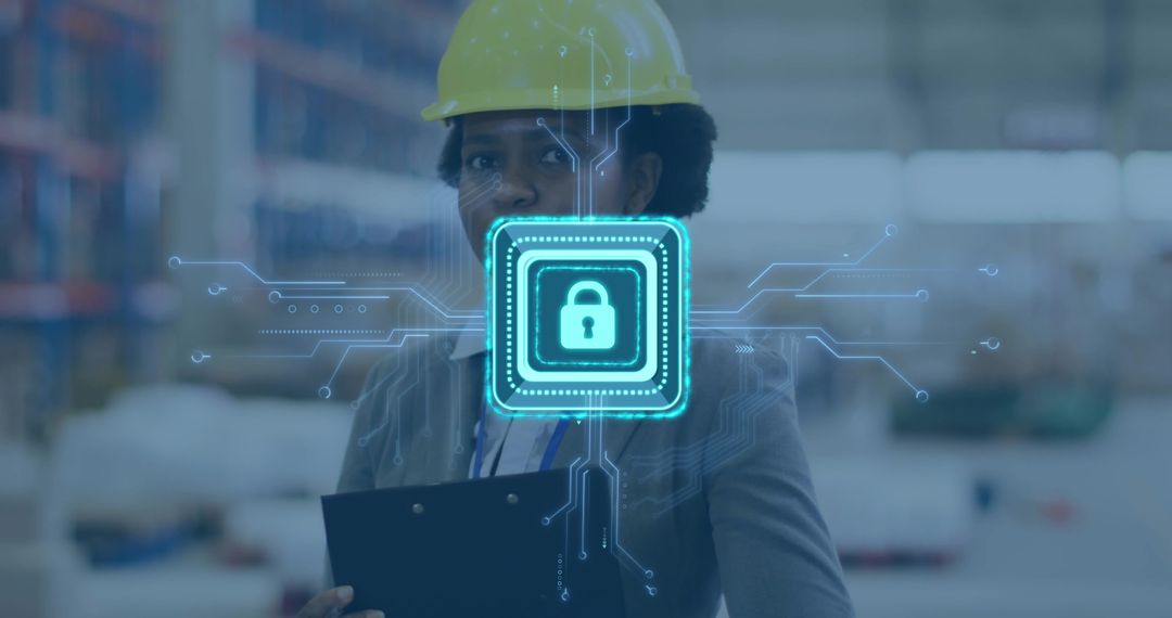 Supervisor inspecting warehouse implementing industrial cybersecurity and access control