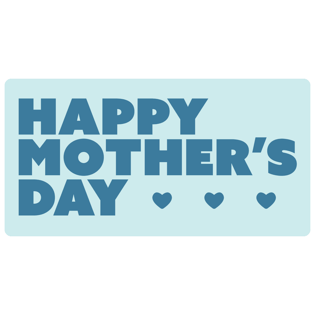 Happy Mother's Day Text on Transparent Background with Hearts