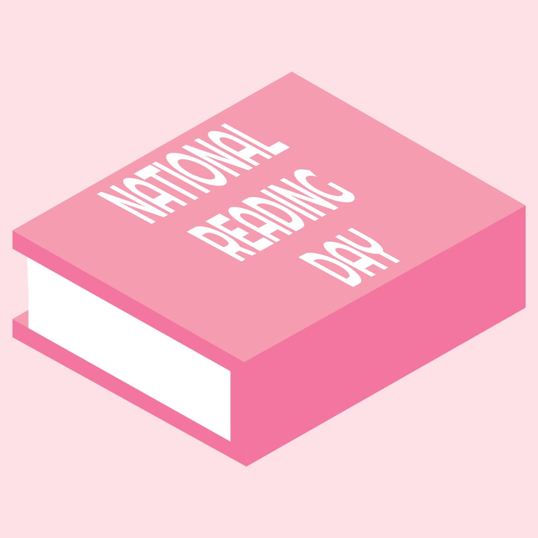 Pink National Reading Day Book Highlighting Literacy