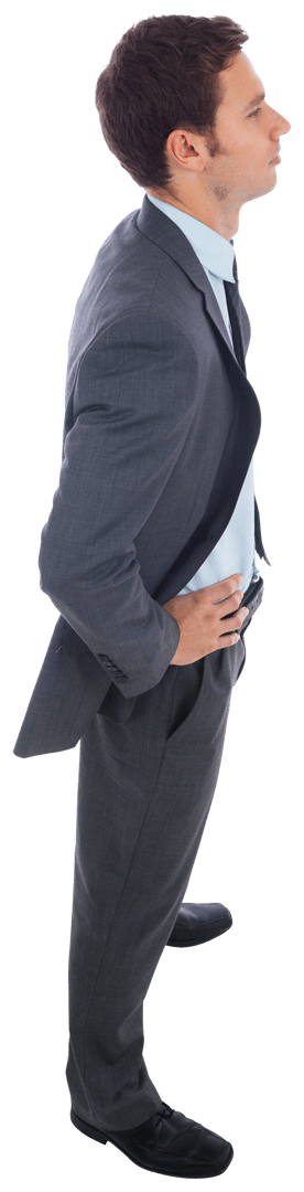 Transparent Stern Businessman in Formal Suit