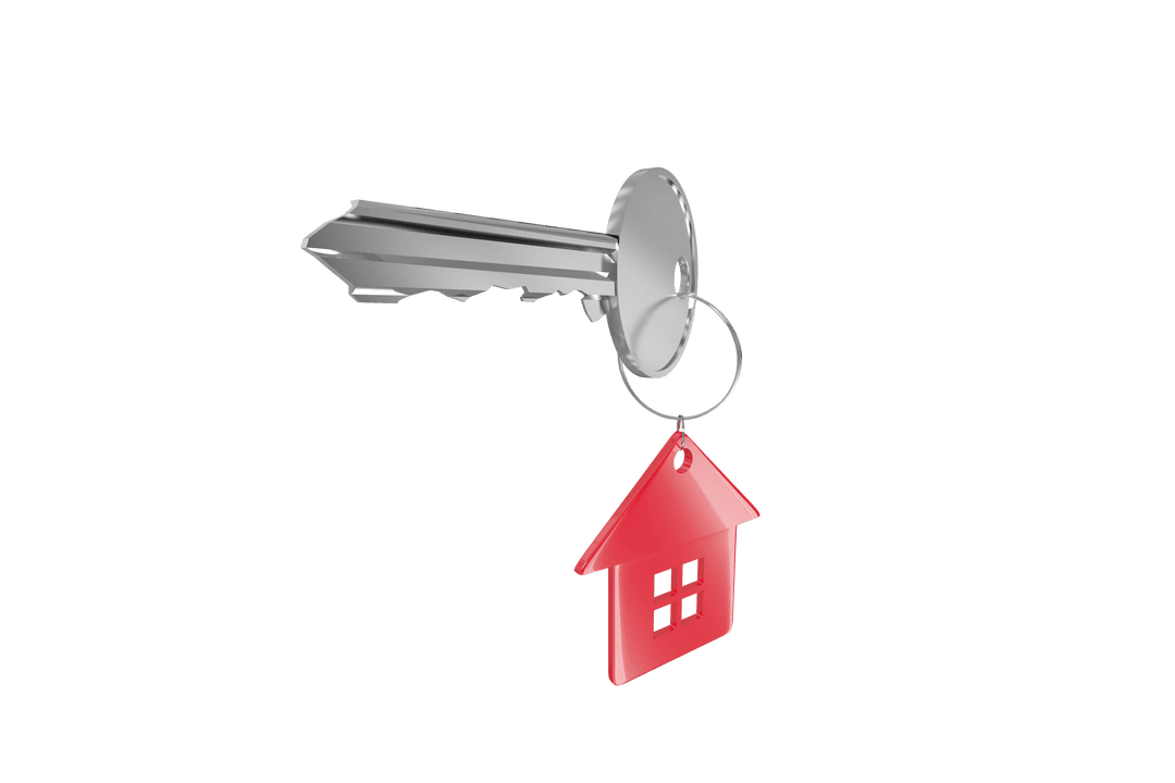 Transparent Key with Red House Keychain Symbolizes Home Ownership