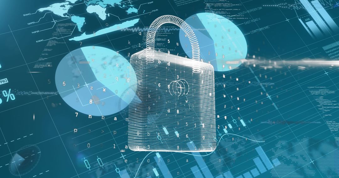 digital security and data management concept on blue - Free Images, Stock Photos and Pictures on Pikwizard.com
