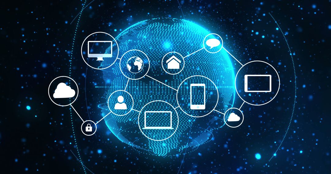 Digital Globe with Network of Technology Icons