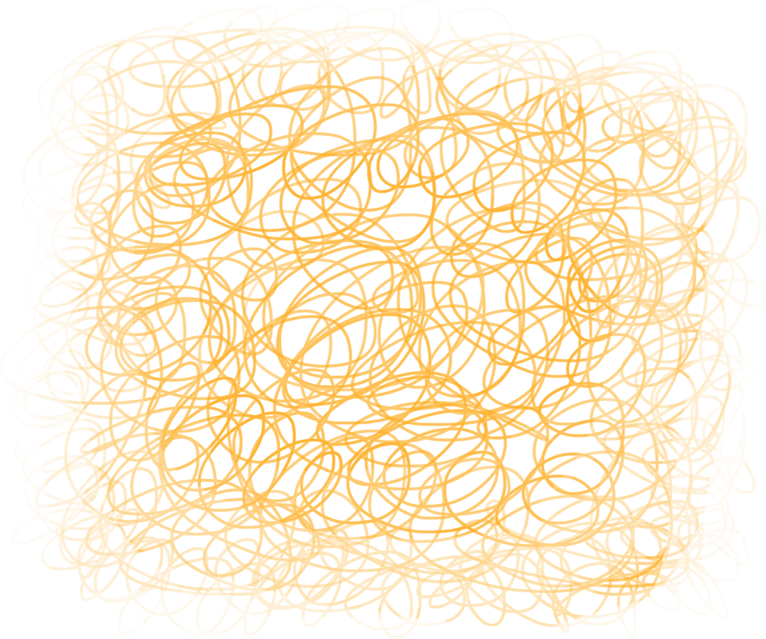 Abstract Yellow Doodle Pattern on Transparent Background
