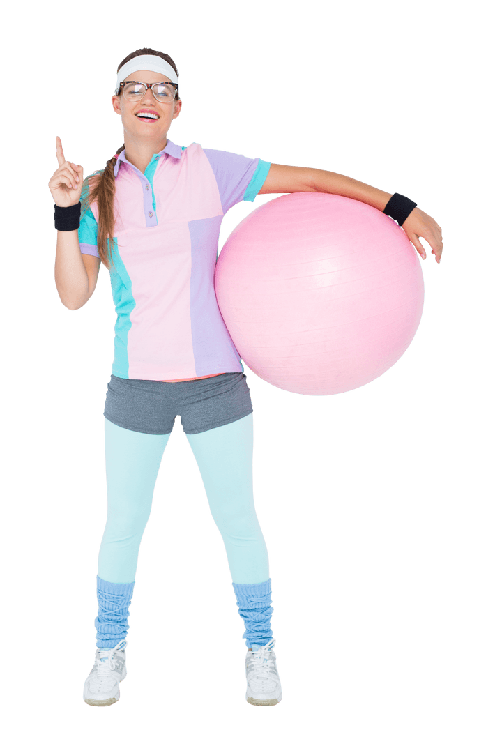 Transparent Clear Background Hipster Holding Pink Fitness Ball