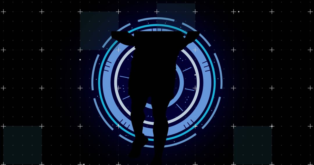 Futuristic Digital Interface with Running Silhouette