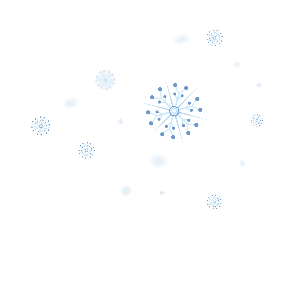 Blue Snowflakes on Transparent Background for Winter Themes