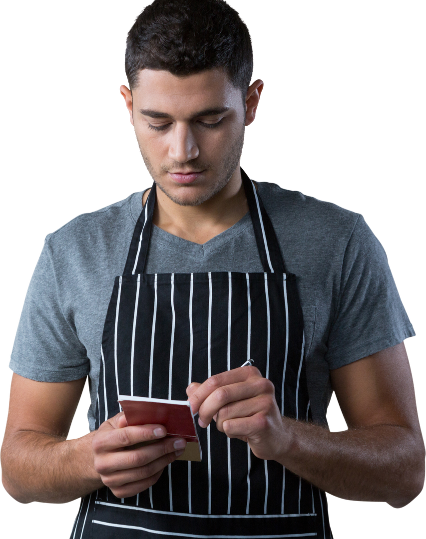 Transparent Young Male Waiter Taking Order Pad - Download Free Stock Images Pikwizard.com