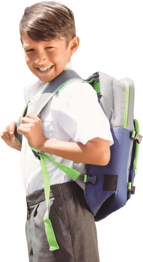 Cute Pupil with Backpack Walking to School Transparent Background