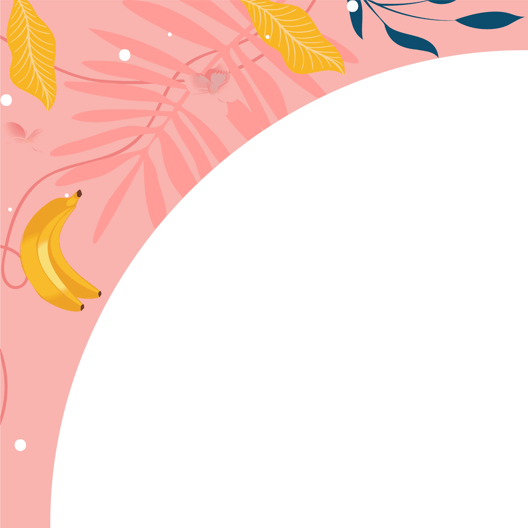 Transparent Tropical Botanical Border with Banana Motif