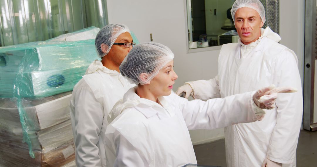 Team in White Uniform Working at Meat Factory - Free Images, Stock Photos and Pictures on Pikwizard.com