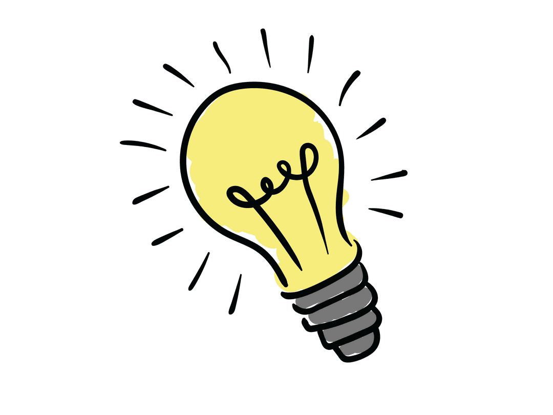 Creative Yellow Lightbulb Icon on Transparent Background