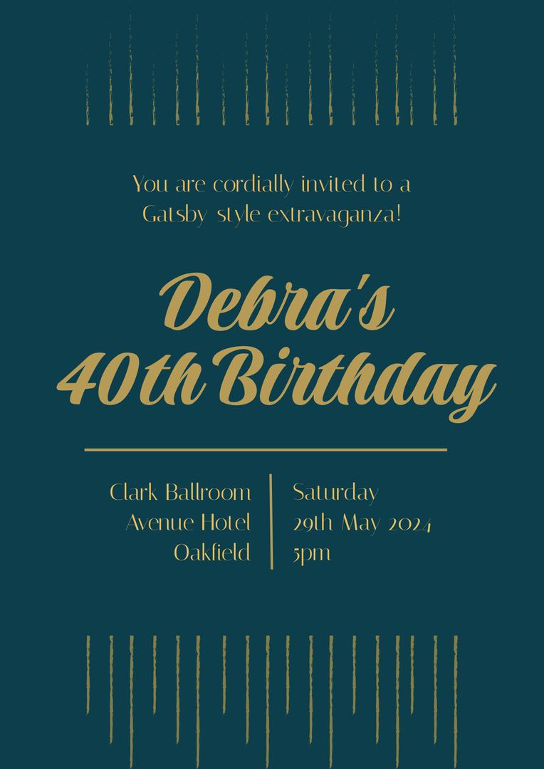 Elegant Gatsby-Themed 40th Birthday Invitation Design - Download Free Stock Templates Pikwizard.com