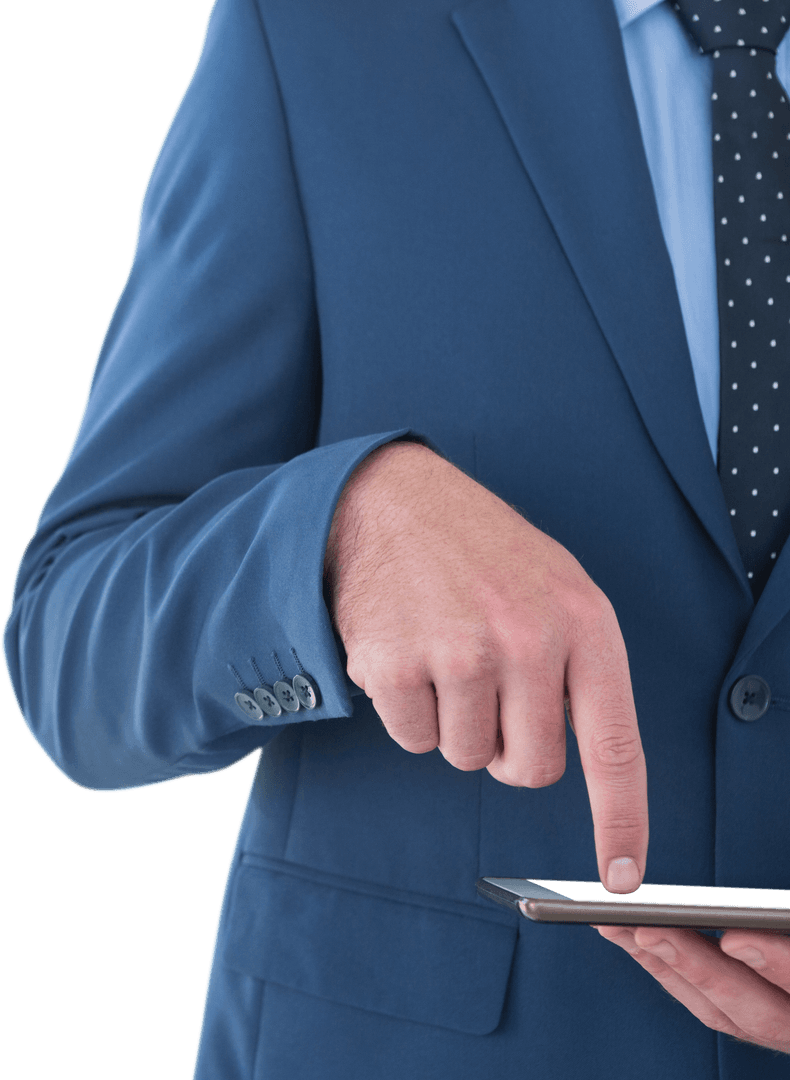 Transparent Details of Businessman Using Tablet Technology