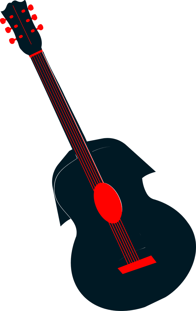 Minimalist Acoustic Guitar Silhouette on Transparent Background