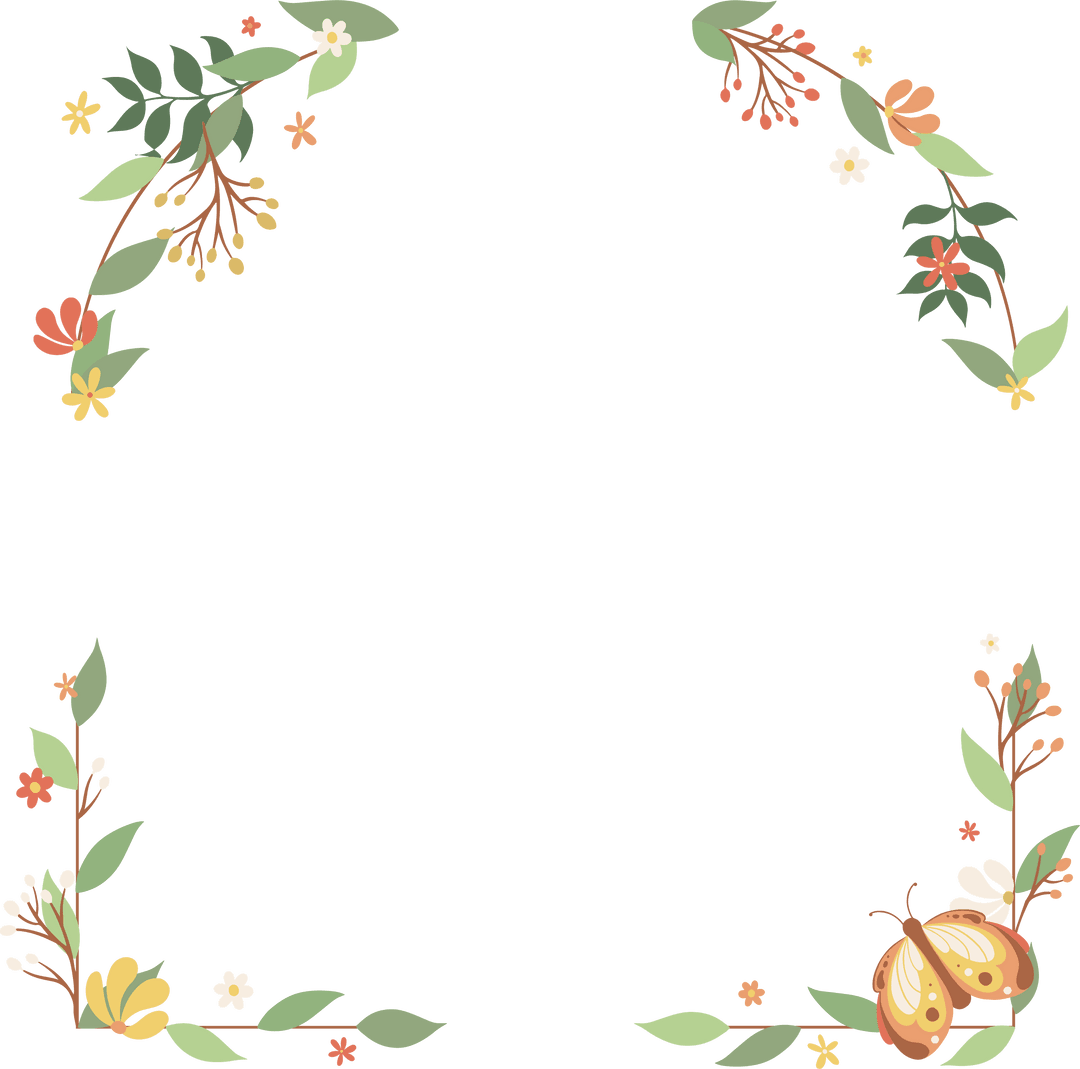 Elegant Botanical Floral Frame with Vibrant Leaves and Berries