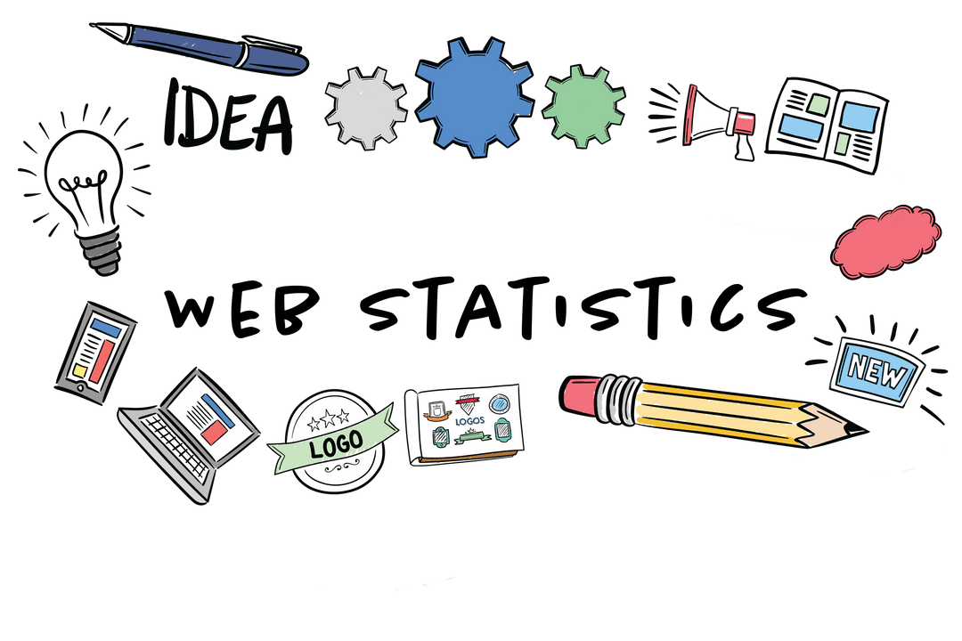 Colorful Digital Sketch Elements on Transparent Background