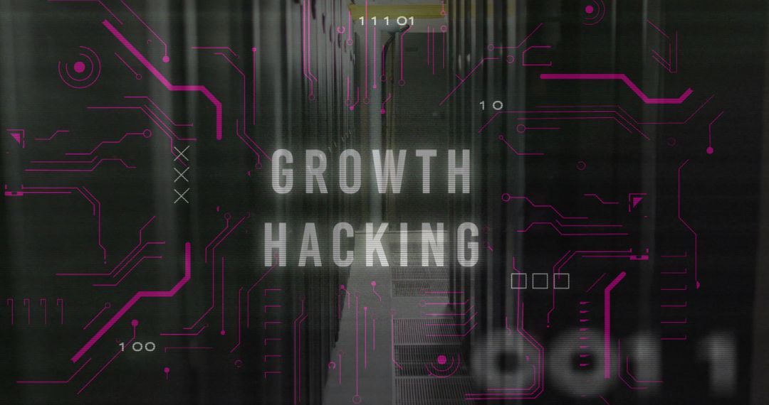 Futuristic Growth Hacking Concept Overlay with Tech Graphics