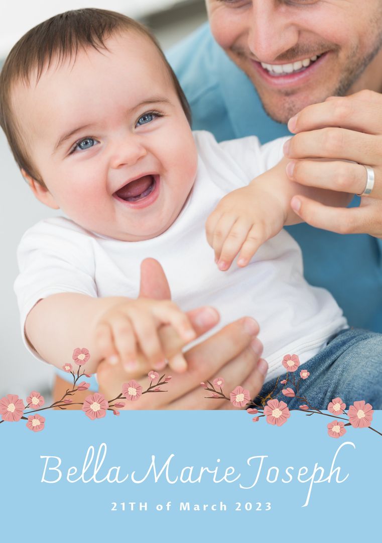 Smiling Father Holding Laughing Baby with Layer of Text Overlay - Download Free Stock Templates Pikwizard.com