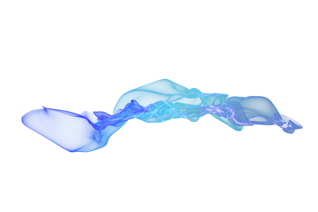Floating Blue Abstract Waveforms on Transparent Background