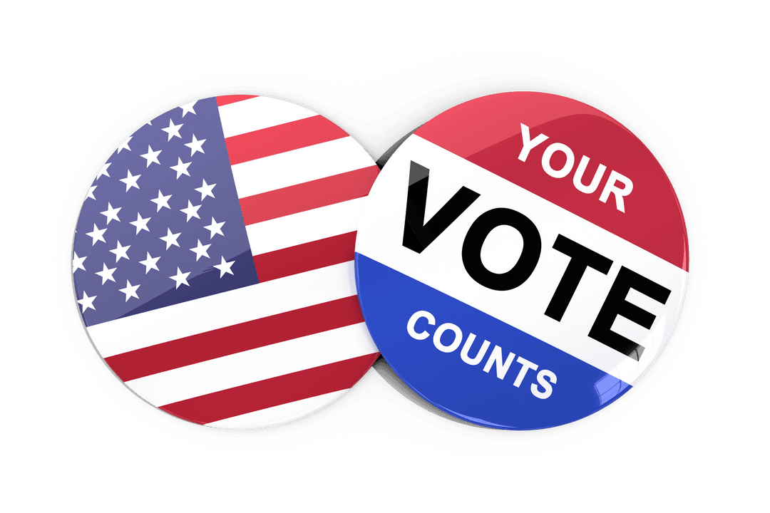 Transparent Election Badges with USA Flag and Vote Message