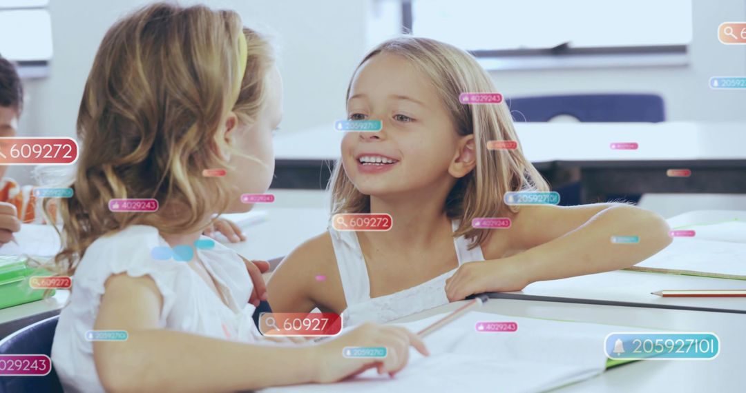 Two Joyful Students Collaborating Enjoy the Classroom Experience