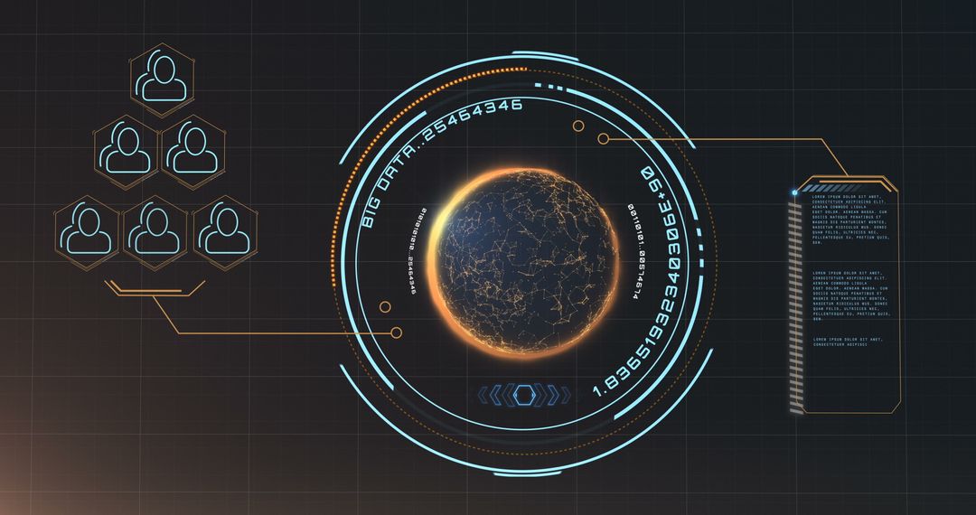 Futuristic Digital Earth Display with Network Overview
