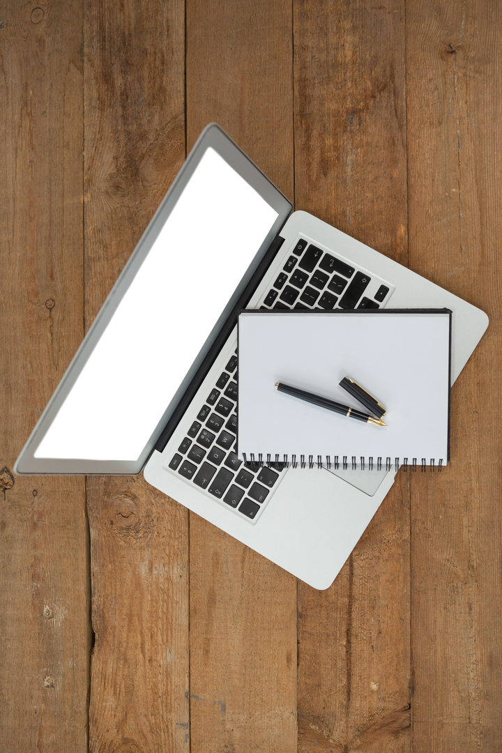 Transparent Laptop and Notebook on Wooden Office Table - Download Free Stock Images Pikwizard.com