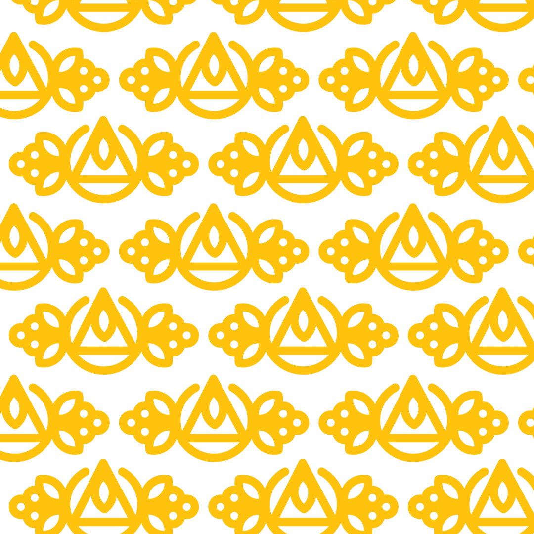 Seamless yellow abstract triangle and leaves vector pattern on transparent background