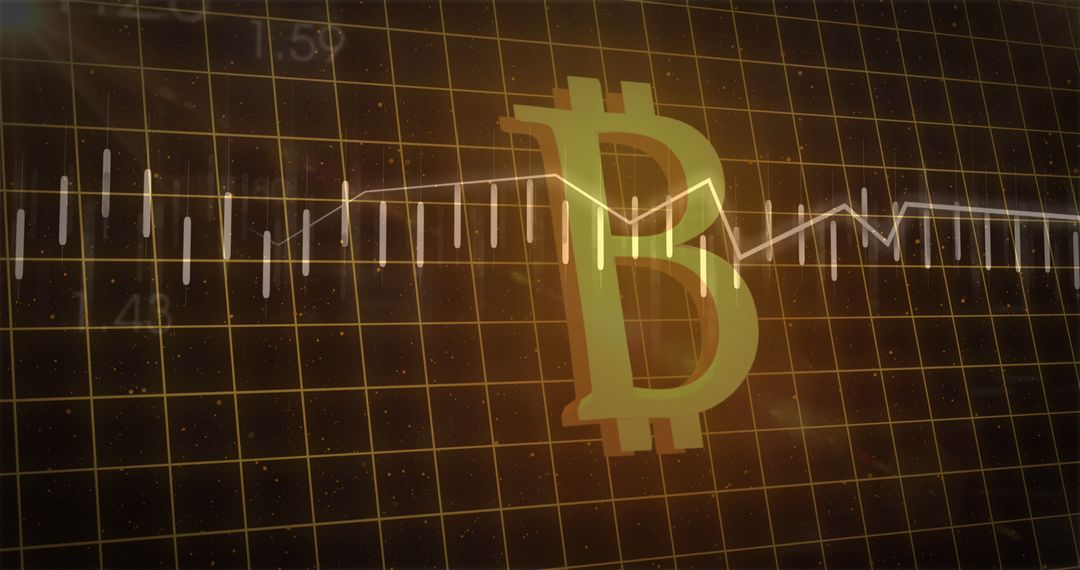 Bitcoin Symbol with Financial Data Visualization
